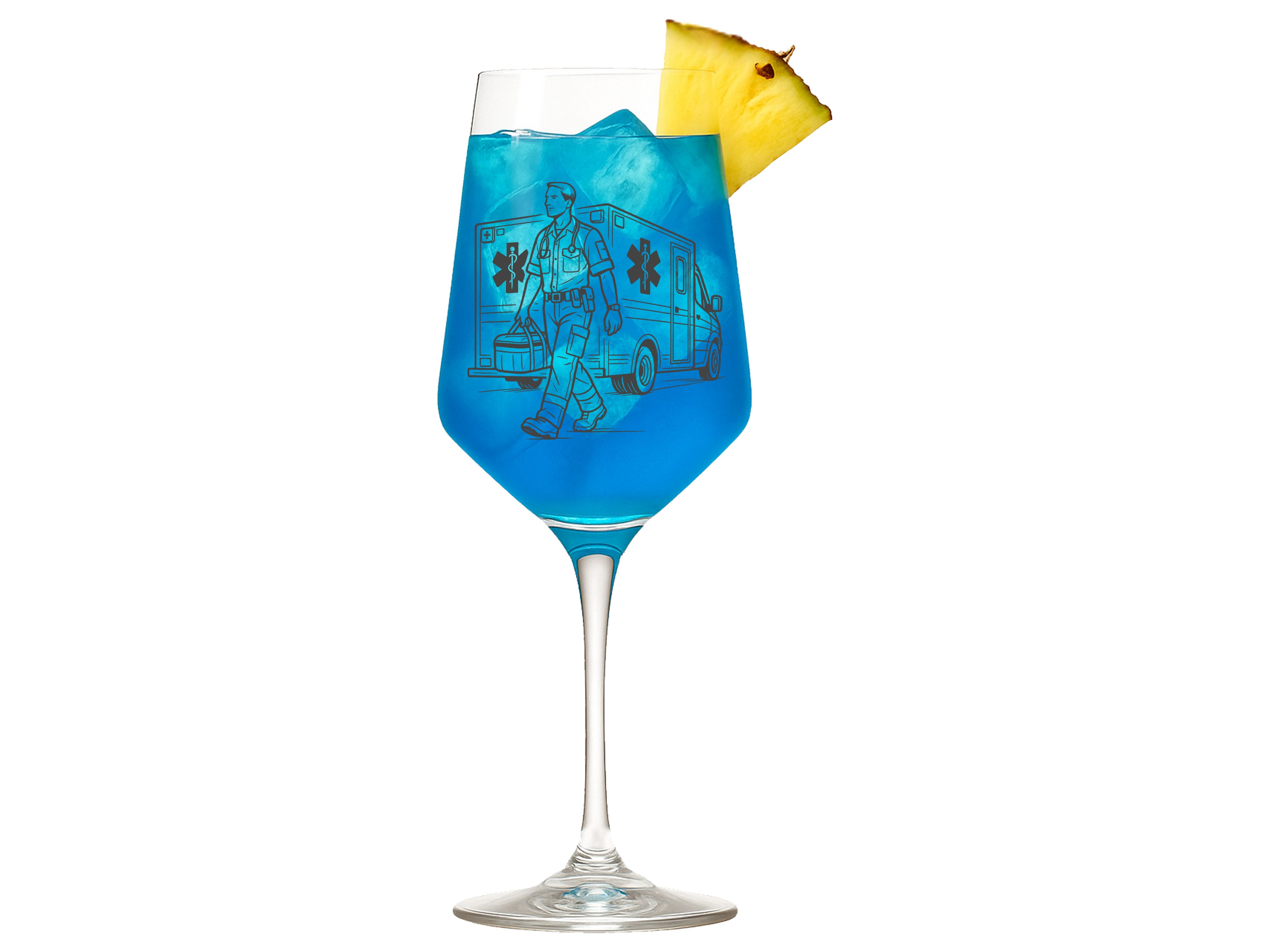 eXODA Weinglas Notfallsanitäter – 350 ml spülmaschinenfest made in Germany, 1-tlg., Glas, Atemberaubende Darstellung