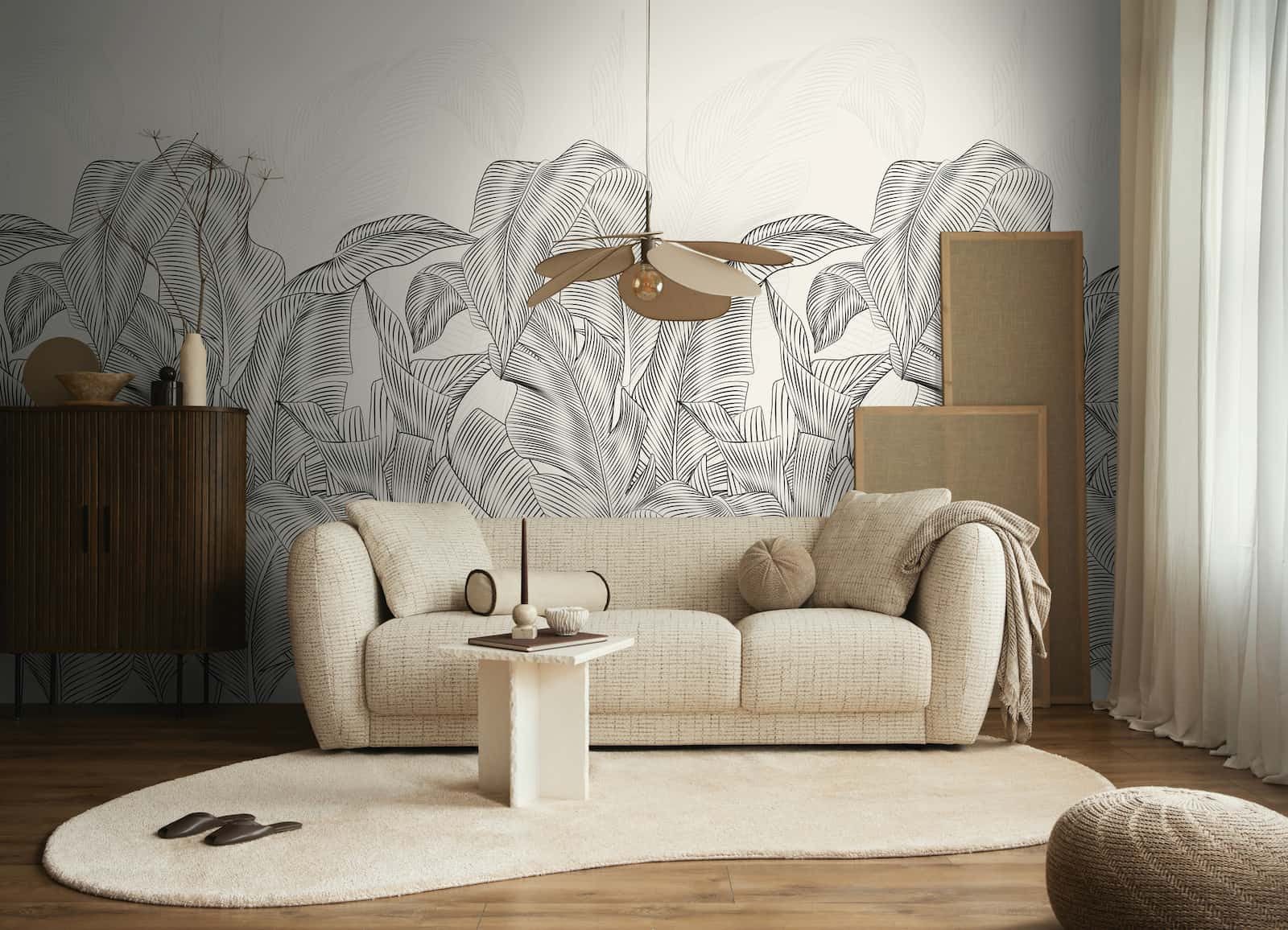 A.S. Création Fototapete Tropisch Blätter Dschungel Grau Schwarz 79217-1
