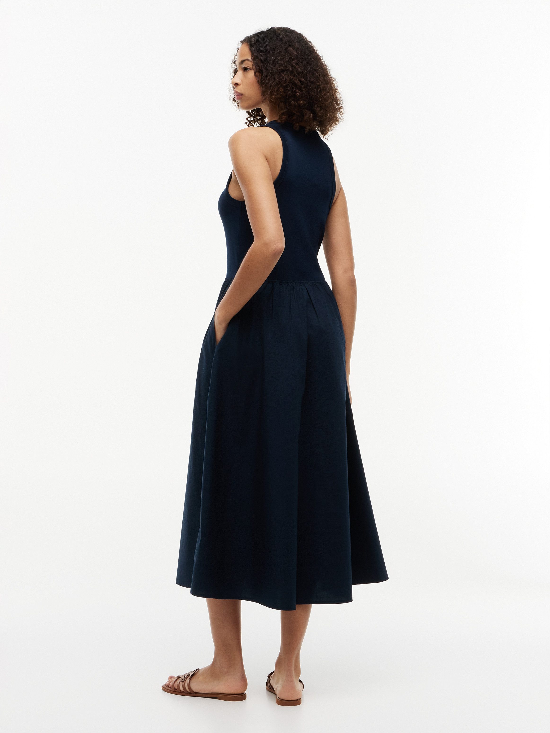 Tommy Hilfiger A-Linien-Kleid GOLD BUTTON POPLIN MIX DRESS Baumwollmischung, mit goldfarbenen Knöpfen