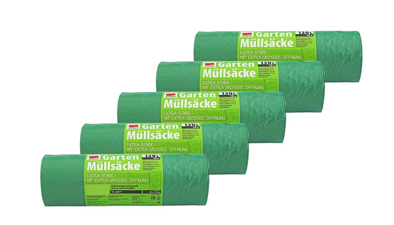 BURI Müllbeutel Abfallsäcke 5x 10 Stück 130L Müllsack Abfallsack Gartenabfallsäcke Mül