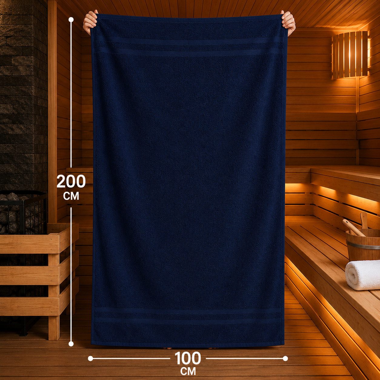Komfortec Saunatuch 100x200 Extra Große XXL Premium Saunatuch, Unifarben (1-St), extra Große XXL, Schnelltrocknend, Frottee, Weich, Baumwolle – Bild 4 von 5