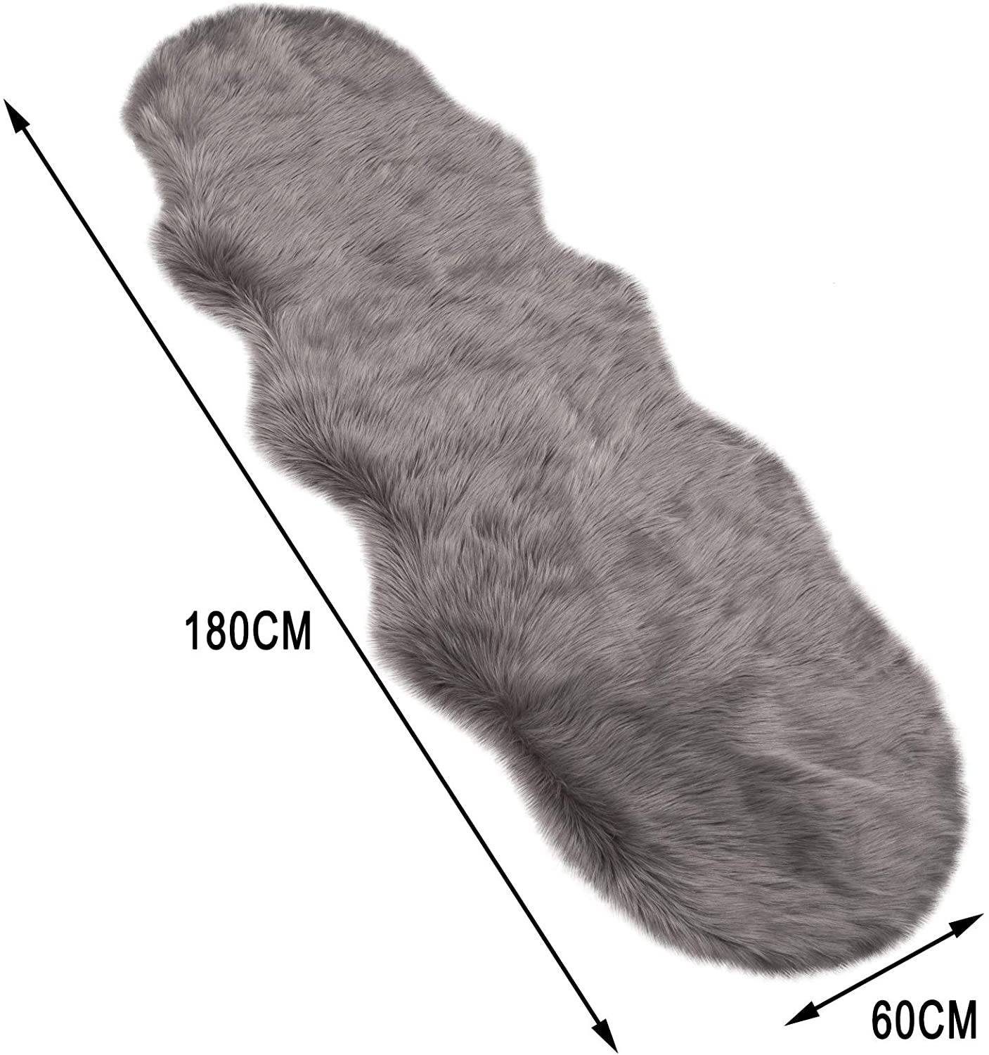 Woltu Teppich, Faux Lammfell Schaffell, Sofa Matte Bettvorleger, 60x180 cm