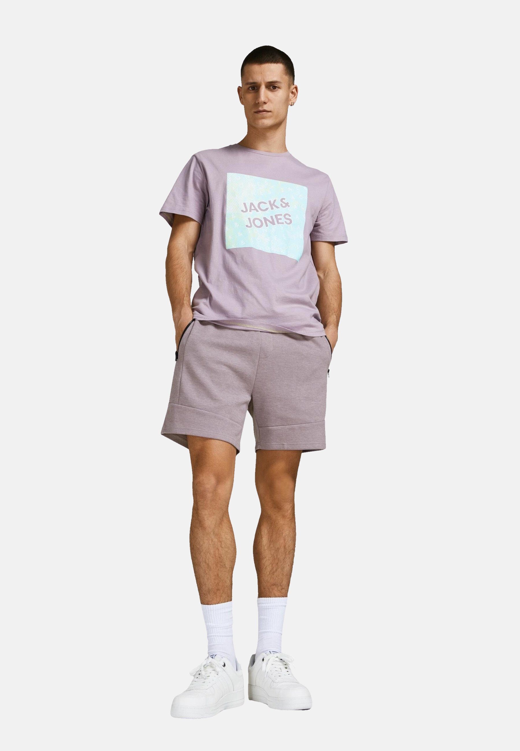 ONLY CARMAKOMA Jack & Sweatshorts SWEAT Weiche Logo-Aufnäher Jones SHORTS Violett mit (1-tlg) Shorts STAIR