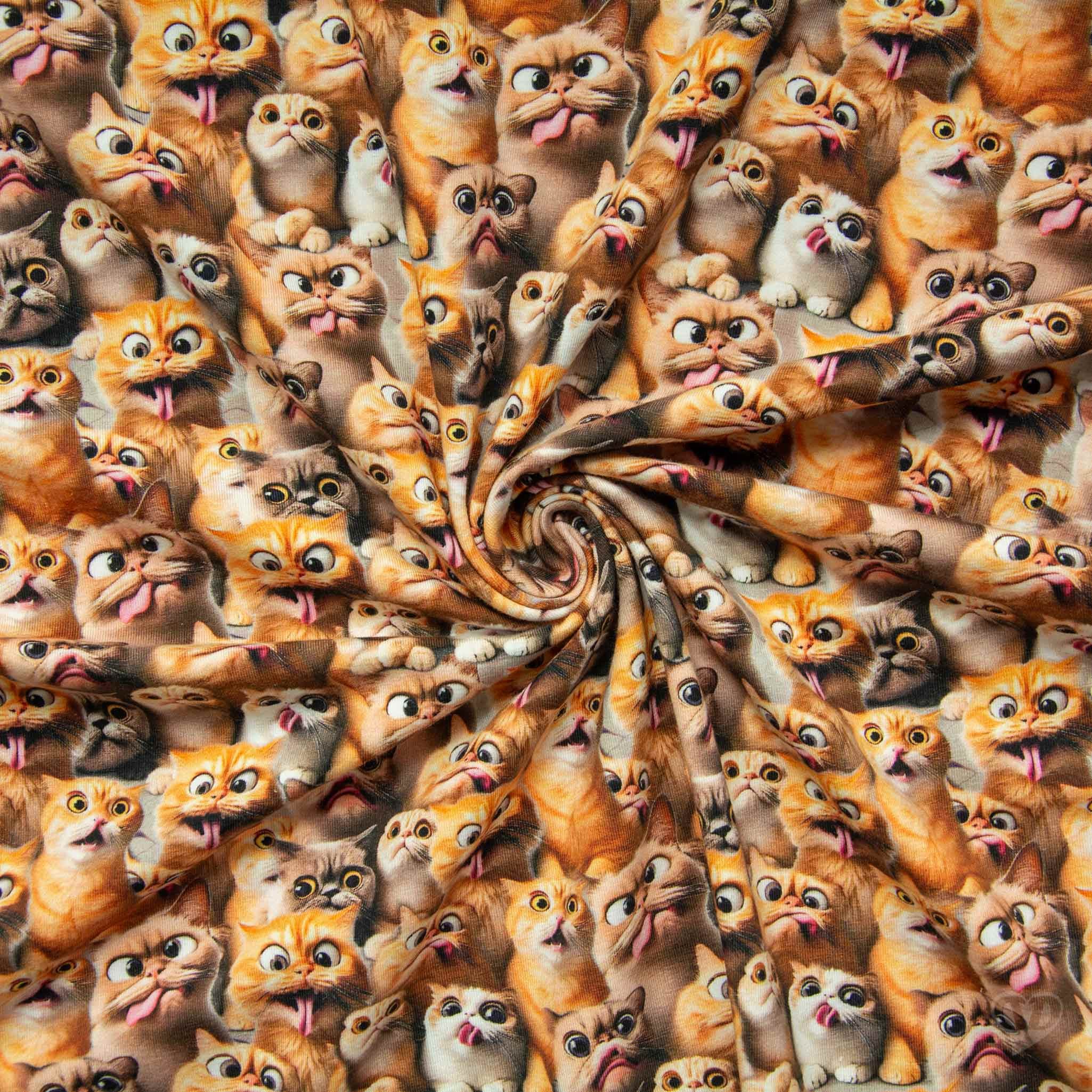maDDma Stoff Baumwolljersey Funny Cats Print Kinderstoff Meterware 150cm breit – Bild 5 von 5