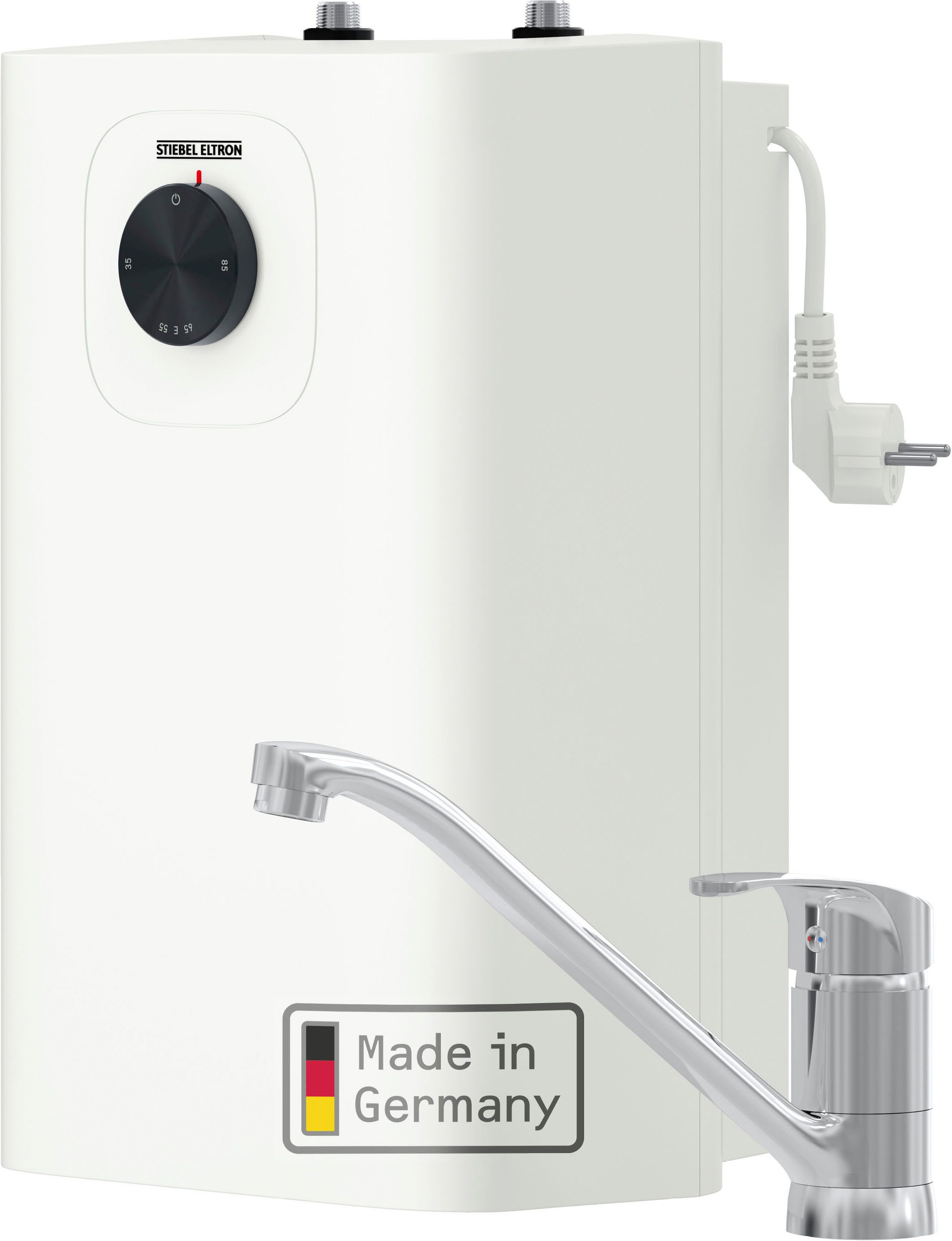 STIEBEL ELTRON Untertischspeicher SNU 5 Plus, (max. 85°C) (Set), 5 l, Niederdruck, mit Stecker, inkl. Küchenarmatur MAE-K