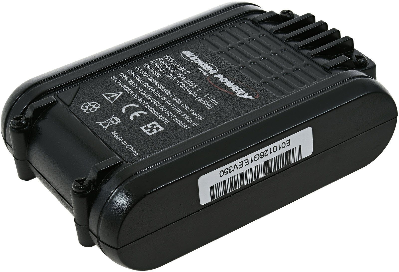 Powery Akku für Heckenschere Worx WG259E.5 Akku 2000 mAh (20 V)