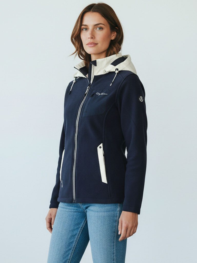 Fleecejacke Riga Damen Jacke mit Windstopp - Kapuzenjacke Fleece Abnehmbare Kapuze