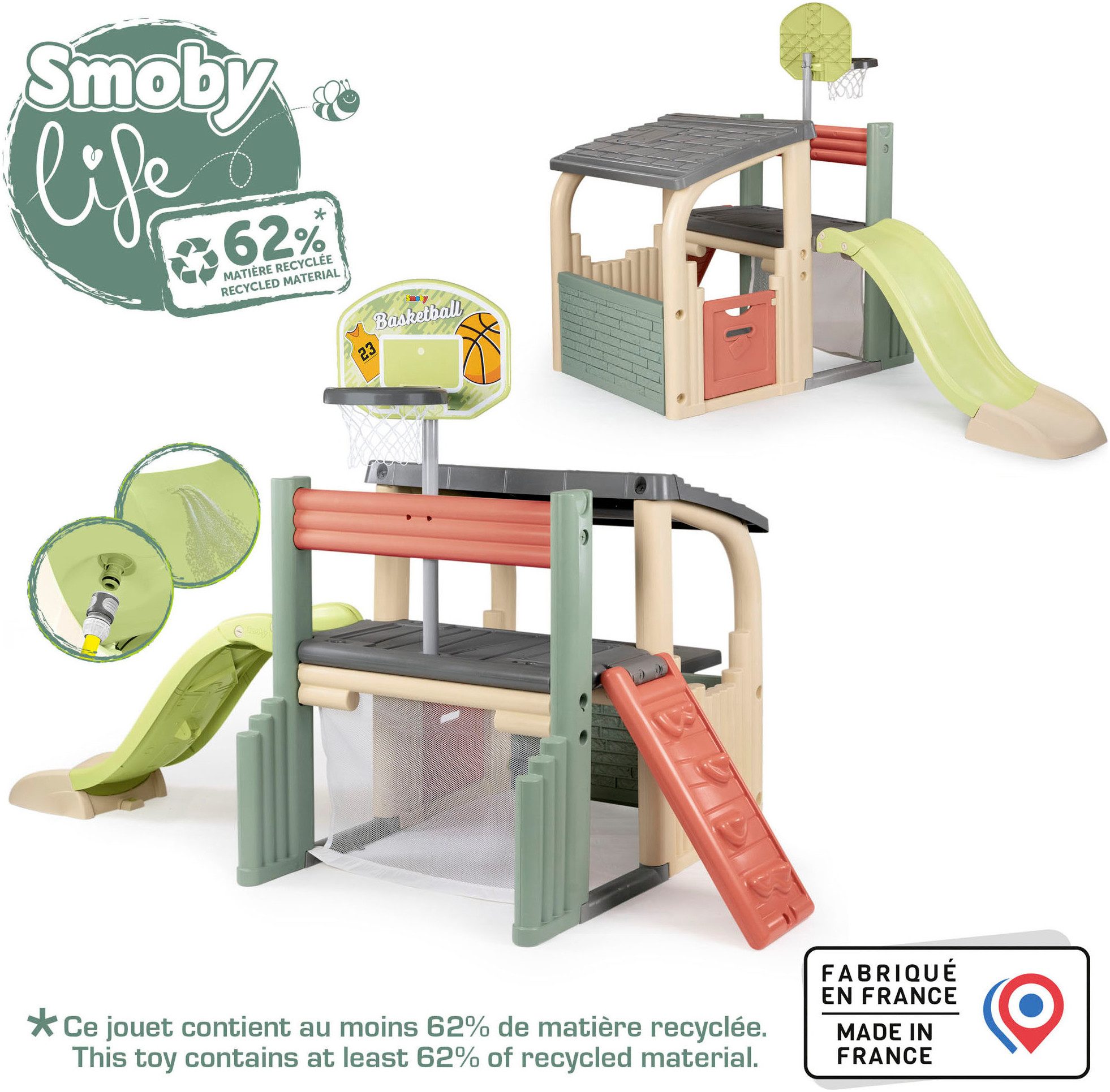 Smoby Klettergerüst Smoby Life, Klettergerüst Fun Center, Rutsche mit Wasseranschluss; Made in Europe