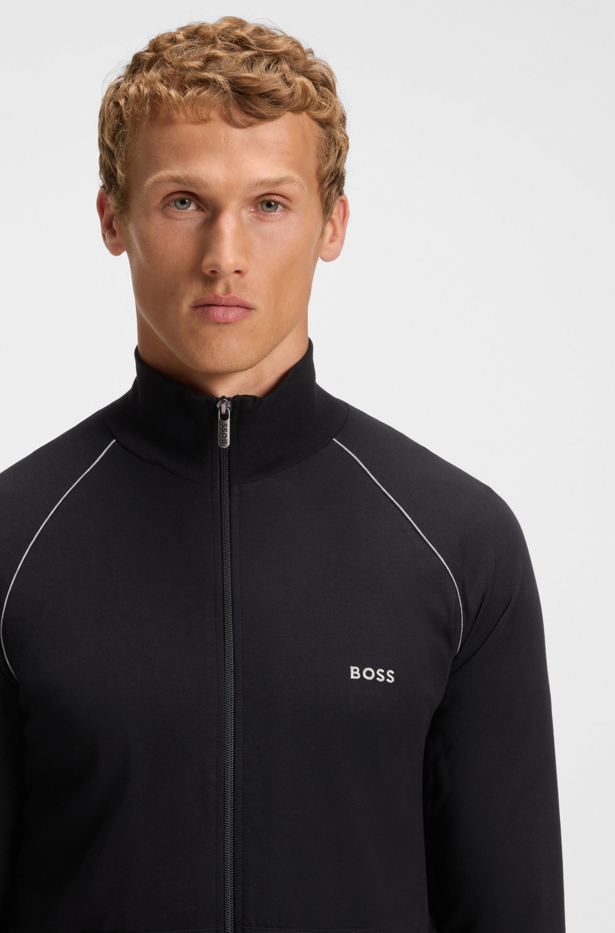 BOSS Sweatjacke Mix&Match Jacket Z mit Kontrastnaht am Ärmel