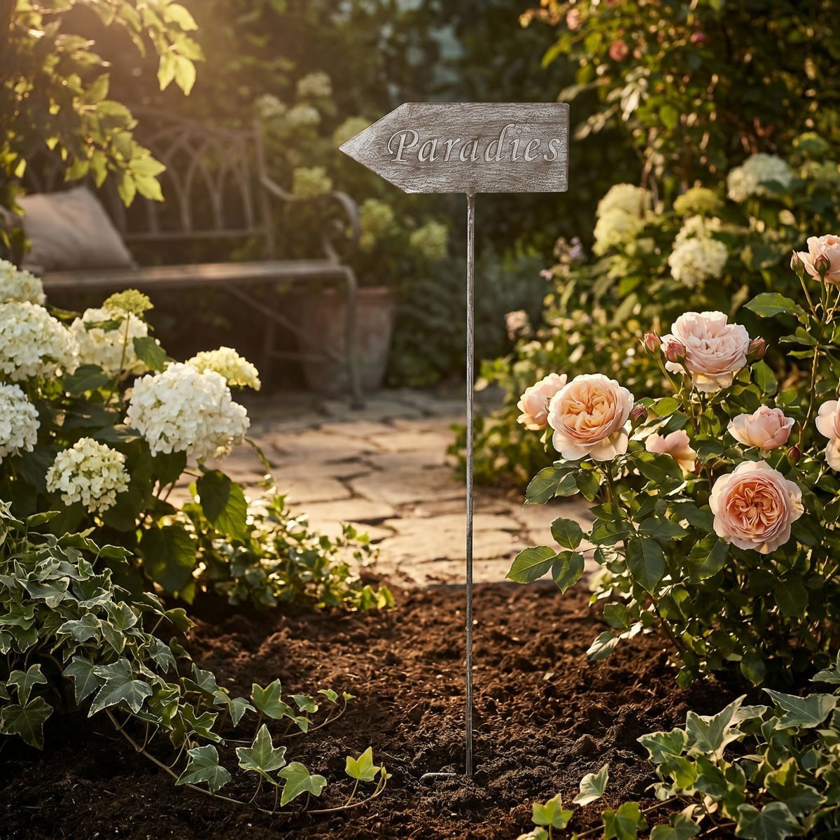 Ambiente Haus Gartenstecker Paradies (H) 122cm (1-St) Stecker für den Garten mit Schriftzug