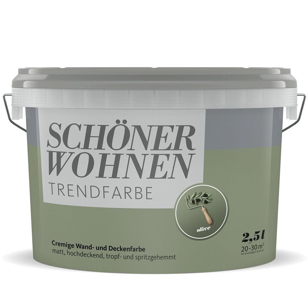 SCHÖNER WOHNEN FARBE Wandfarbe SW Trend Wandfarbe matt 2,5L Olive 6573