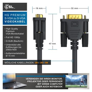 Primewire Video-Kabel, VGA, (500 cm), Monitorkabel, 15-poliger S-VGA Anschluss (D-Sub), 1080p - 5m