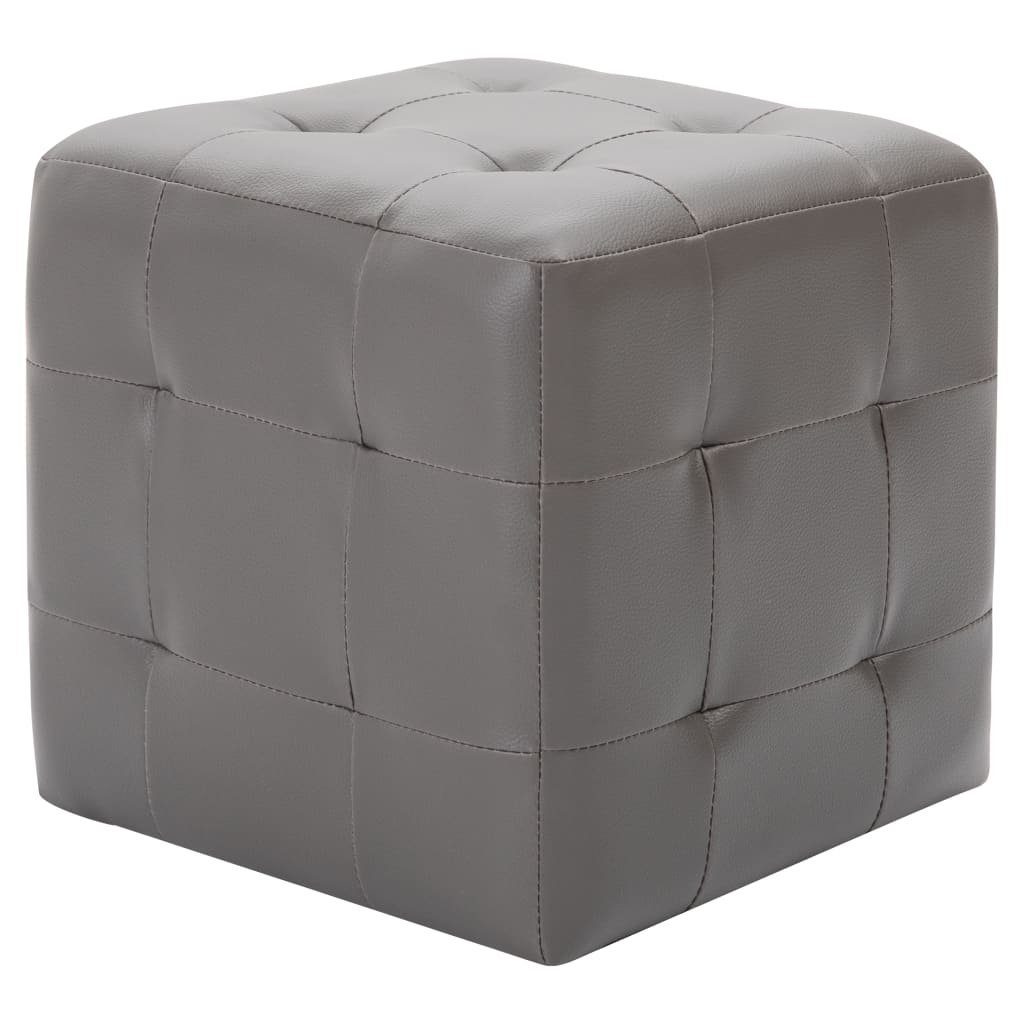 Stk. vidaXL Pouf 2 (1 Grau 30x30x30 cm Polsterhocker Kunstleder St)