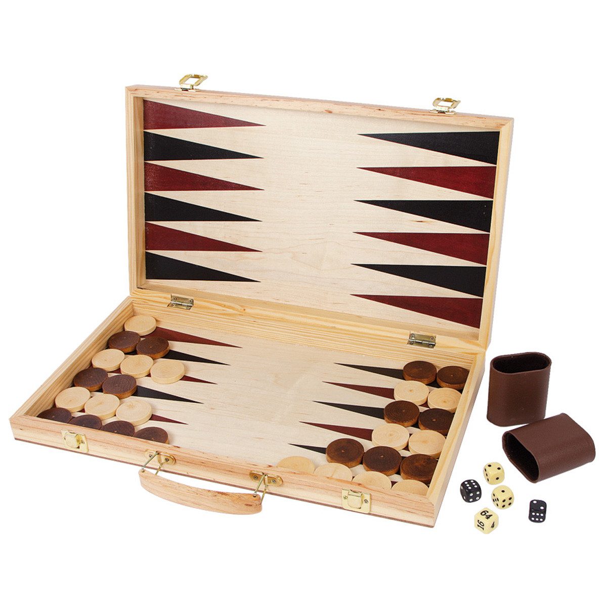 Small Foot Игрыsammlung Backgammon Koffer & Schach, Backgammon & Schach, mit 2 Verschlüssen und einem Tragegriff