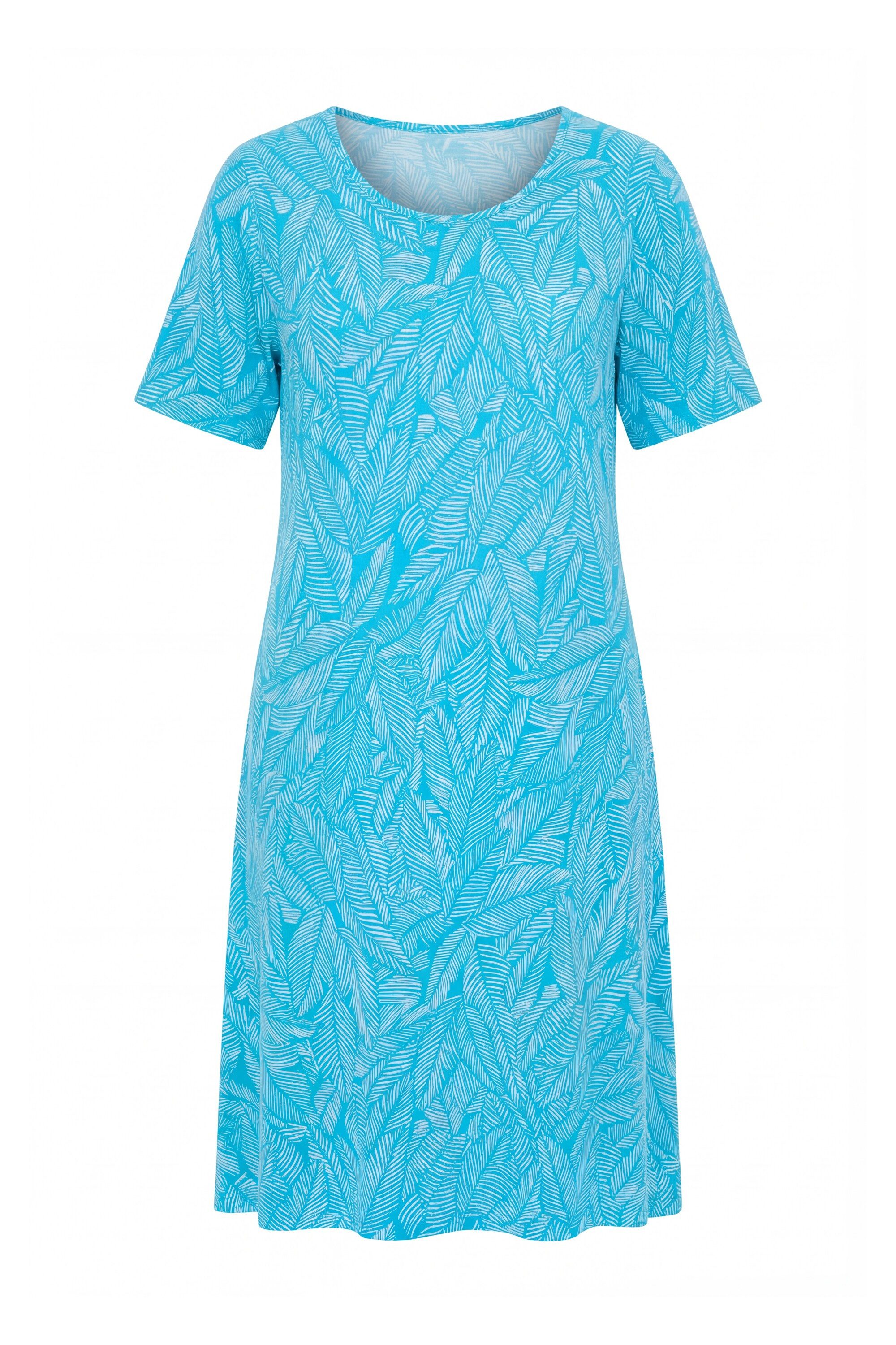 Ulla Popken Jerseykleid Jerseykleid Blätter A-Linie Rundhals Halbarm – Bild 4 von 5