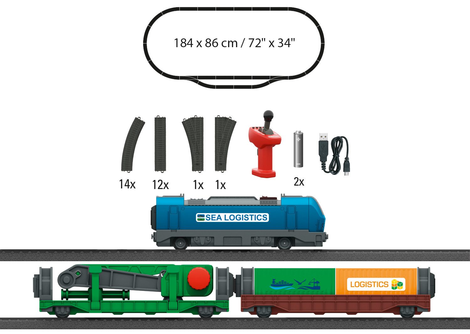 Märklin Modelleisenbahn-Set Märklin my world - Startpackung "Containerlogistik" - 29349, Spur H0