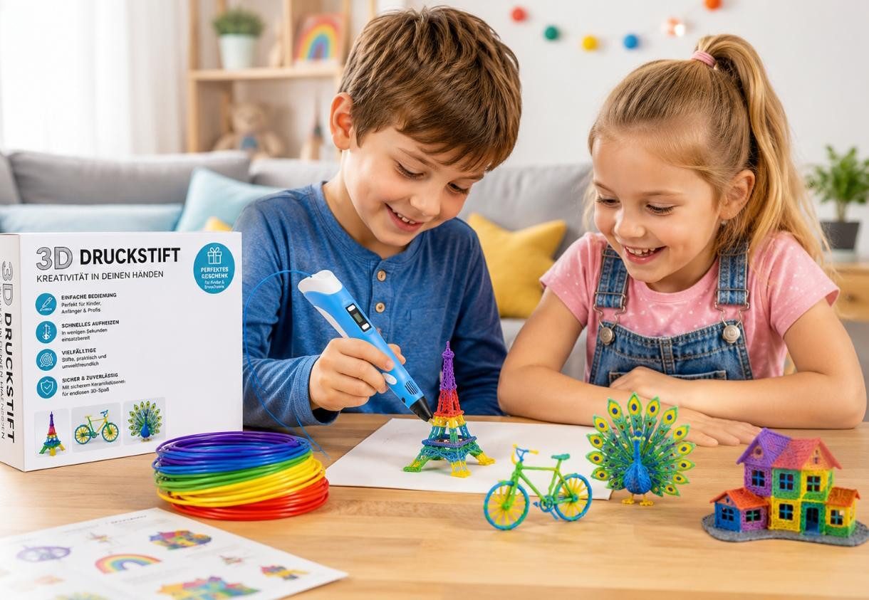 LOFTY 3D-Drucker-Stift Der 3D Stift, 3D Stift Set, Mit 15 Farben, 75m Filament, Mit Handbuch, SCRIB3D, Hochwertig, Kindergeschenk