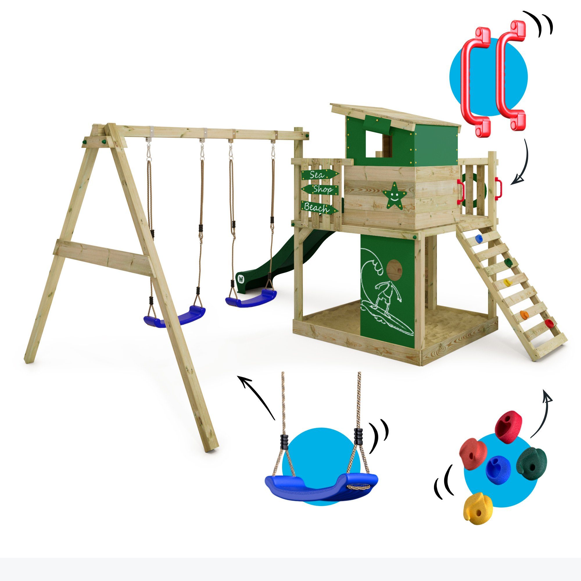 Wickey Spielturm Smart Camp – Kletterturm mit Rutsche, Schaukel & Spielhaus, Hochwertiges Klettergerüst mit 10 Jahren Garantie*