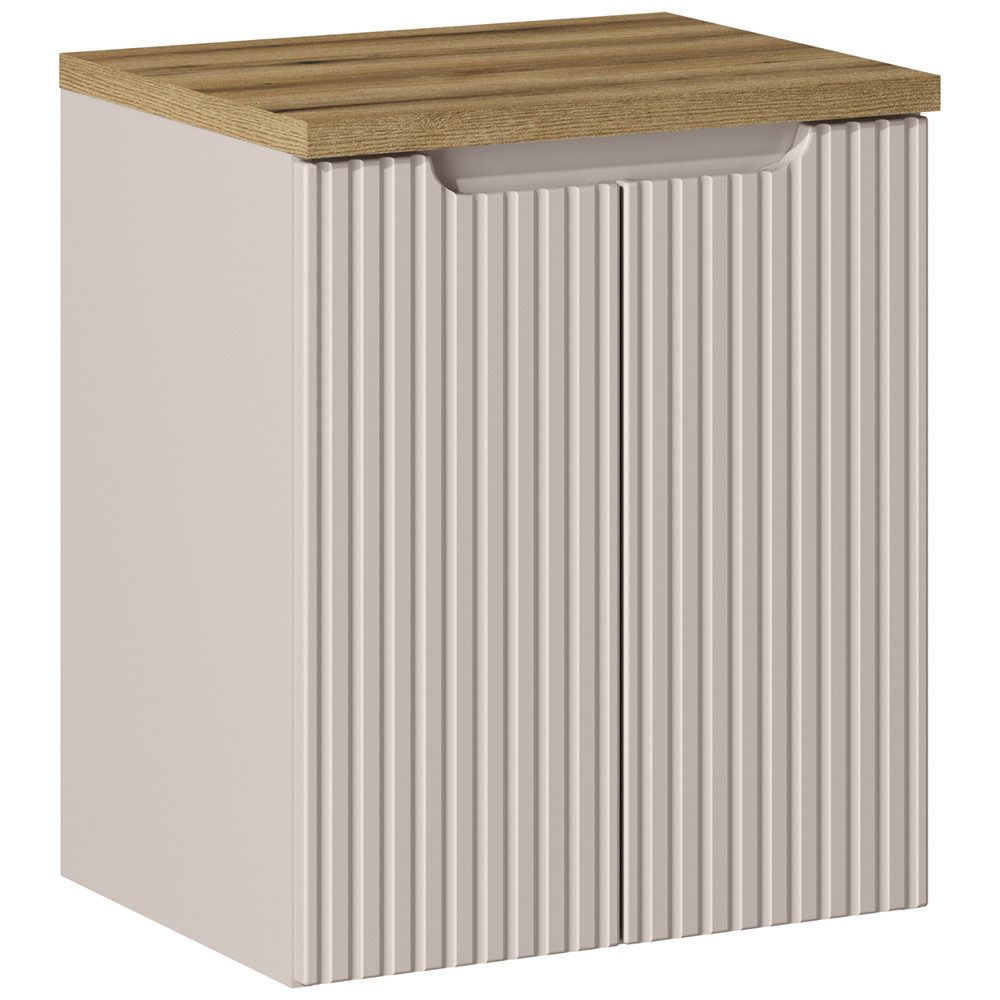 Lomadox Waschbeckenschrank NEWPORT-56-CASHMERE Waschtischunterschrank 50cm in kaschmir, gerillte Front