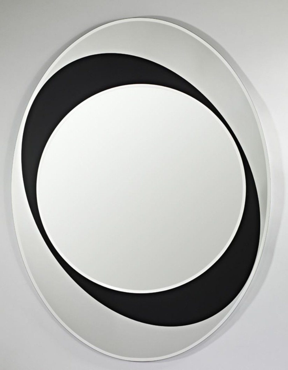 Casa Padrino Spiegel Designer Spiegel Schwarz / Weiß 83 x H. 110 cm - Luxus Kollektion