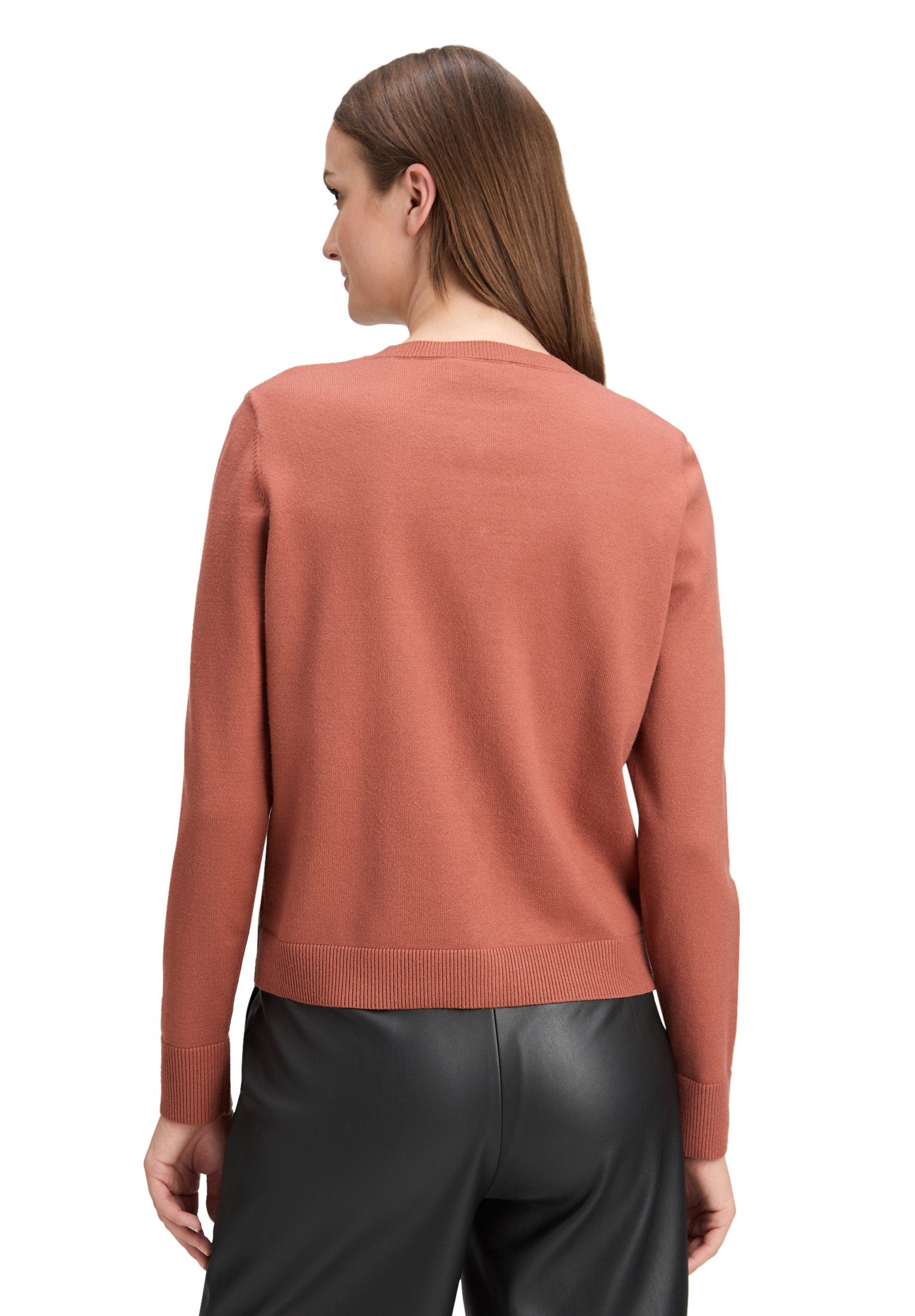 Cartoon Strickjacke Damen mit Rundhalsausschnitt (1-tlg)