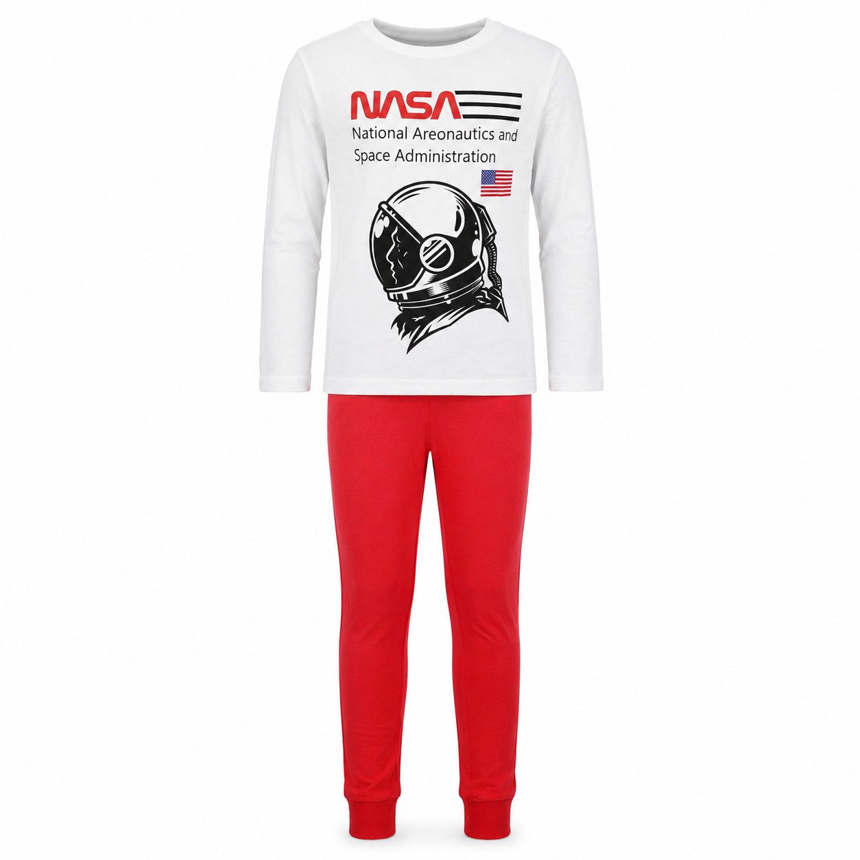 NASA Schlafanzug NASA Space Center Jugend Jungen langarm Pyjama Gr. 134 bis 164, 100% Baumwolle