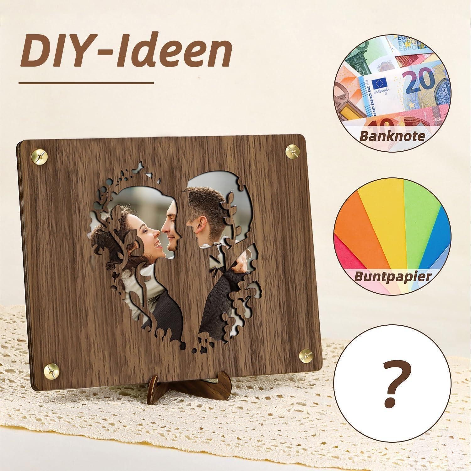LuxusKollektion Geschenkbox Geldgeschenk Holz Verpackung Hochzeitskarte Brautpaar Hochzeitspaar – Bild 4 von 5