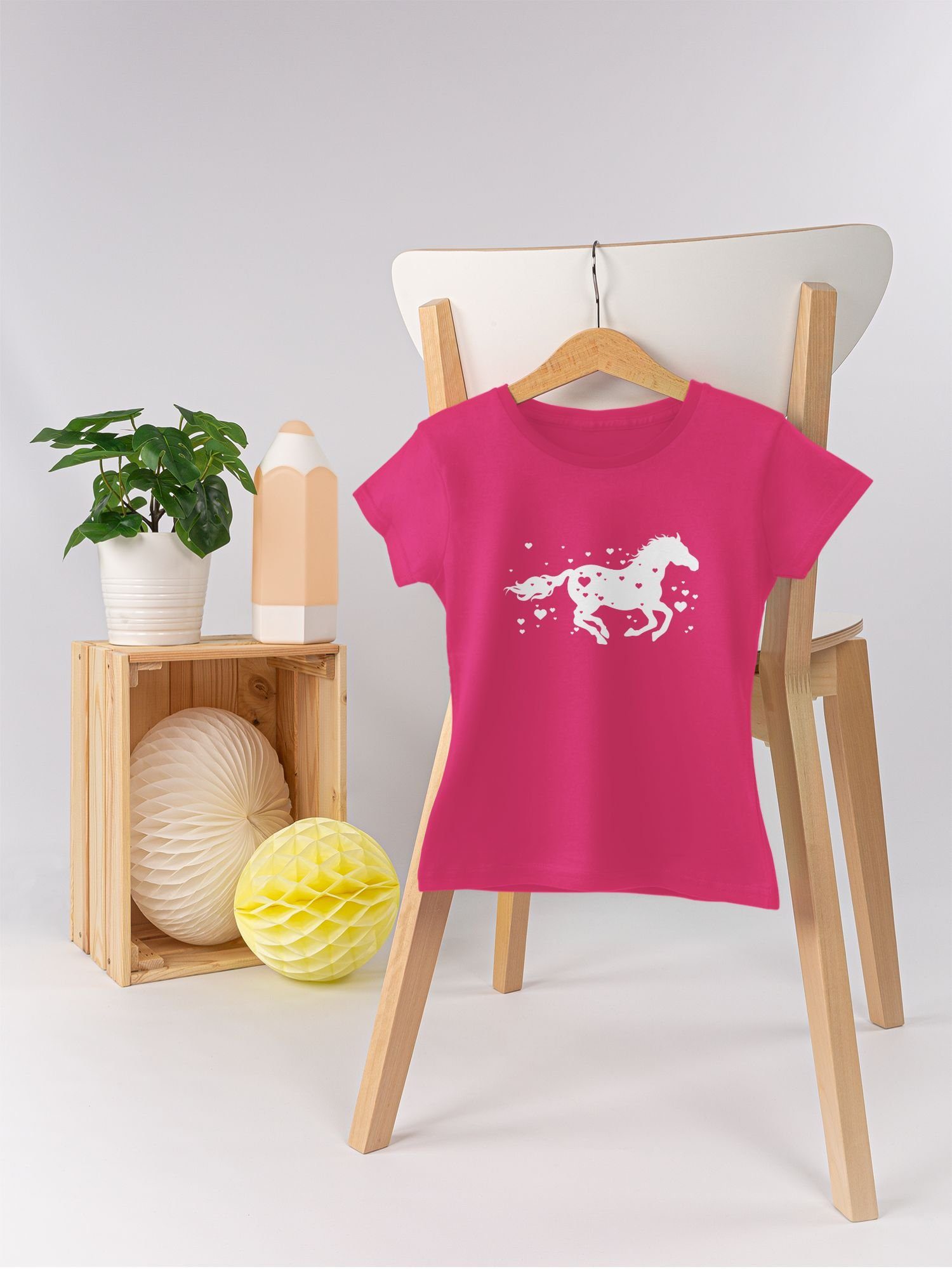 - Shirtracer Horse Pferd Fuchsia Pferdeliebhaber T-Shirt 1 mit Herzen Pferd Reiterin Reiter Pferde Gesche