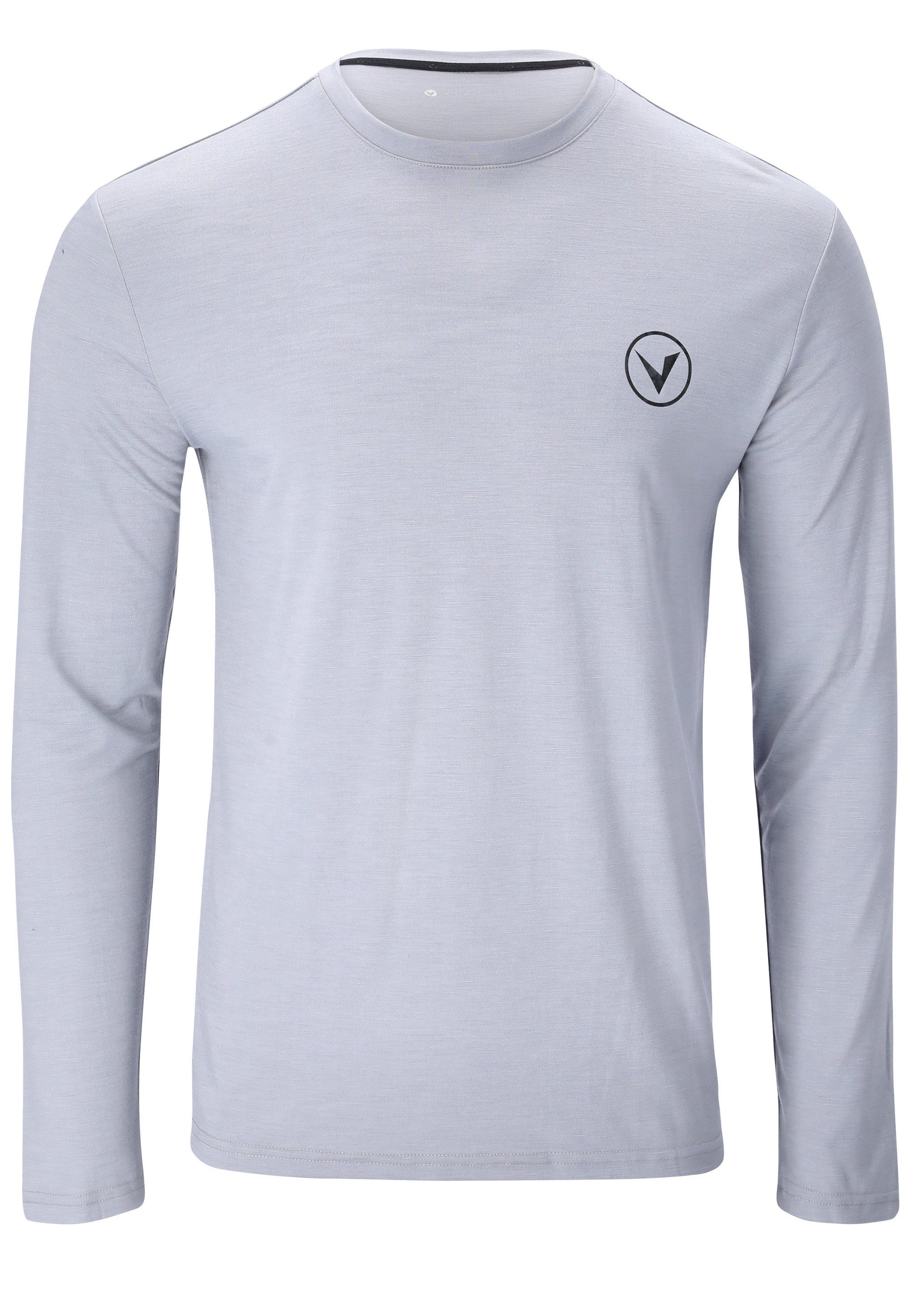 Virtus Langarmshirt hellgrau-meliert (1-tlg) M L/S Dry-Technologie Quick mit JOKERS innovativer