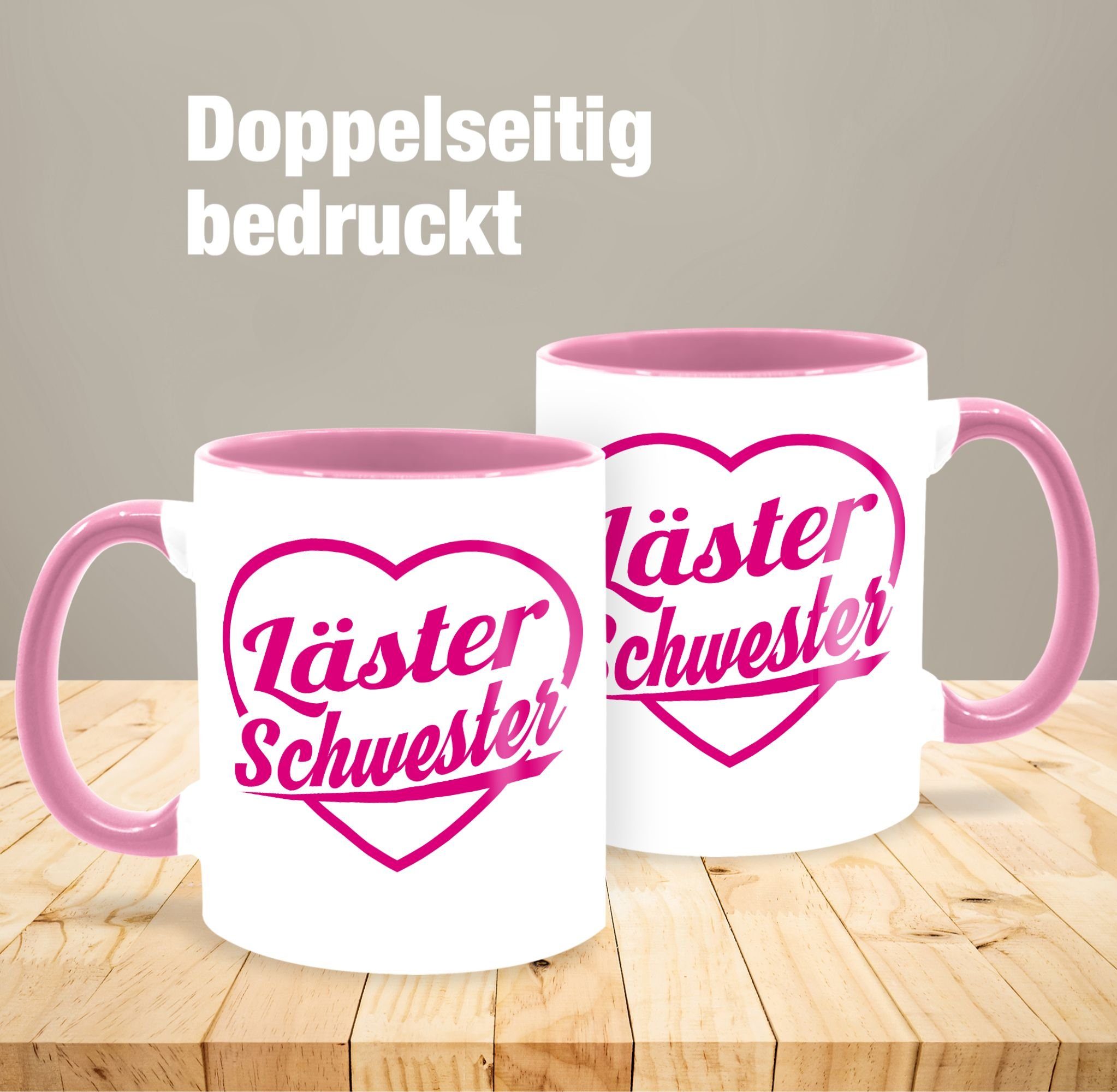 1 fuchsia, - Rosa Bruder & Läster Keramik, Schwester Schwester Kaffeetasse Shirtracer Tasse