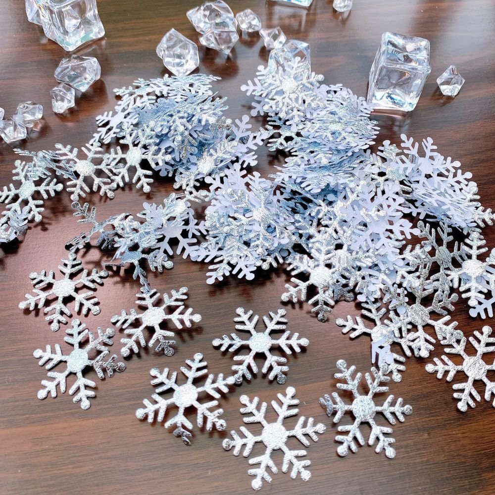 GelldG Konfetti 1000PCS Schneeflocken Konfetti, Künstliche Schneeflocke Flocke Weiß