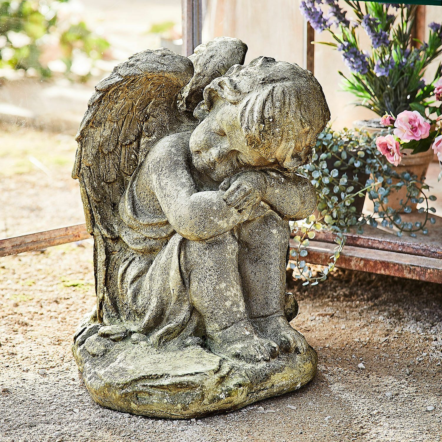 Mirabeau Gartenfigur Engel Bellivon antikgrau günstig online kaufen