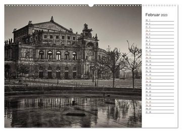 CALVENDO Wandkalender Dresden Schwarz-Weiß (Premium, hochwertiger DIN A2 Wandkalender 2023, Kunstdruck in Hochglanz)