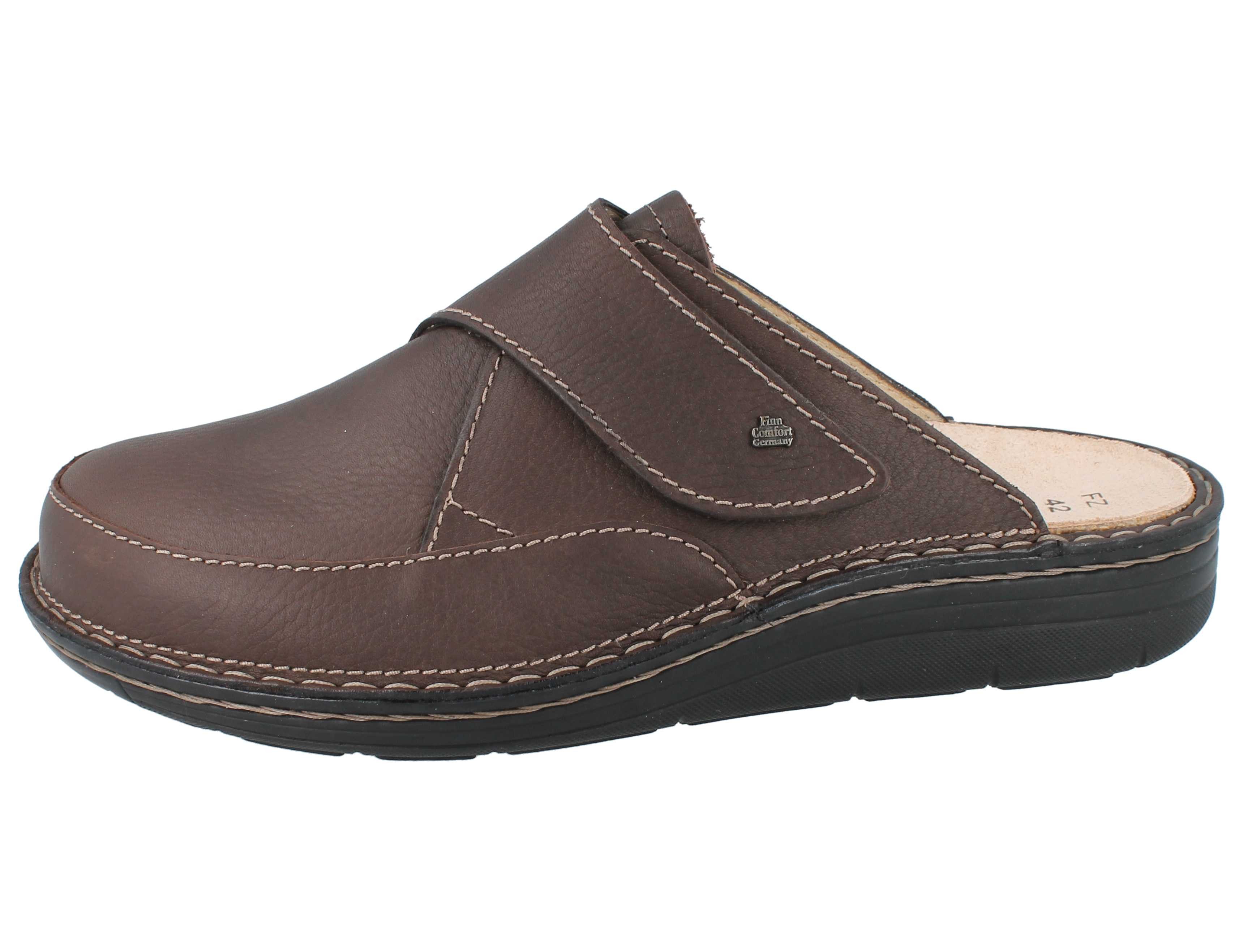 Finn Comfort FINN COMFORT Aguilas Herren Clog dunkelbraun Glattleder - Größe: 44 Hausschuh Wechselfußbett