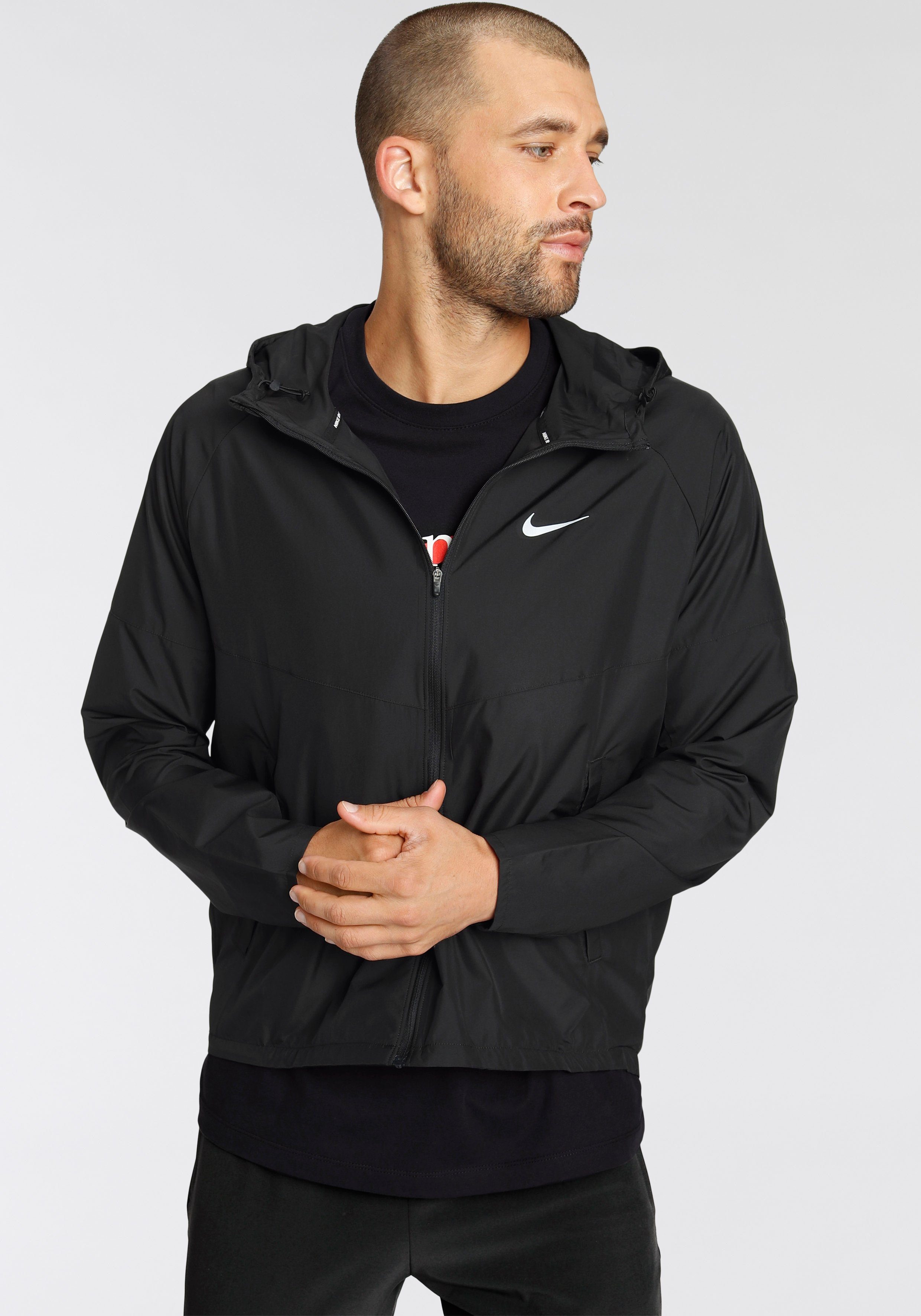 Men's Laufjacke Running Jacket schwarz Miler Repel Nike