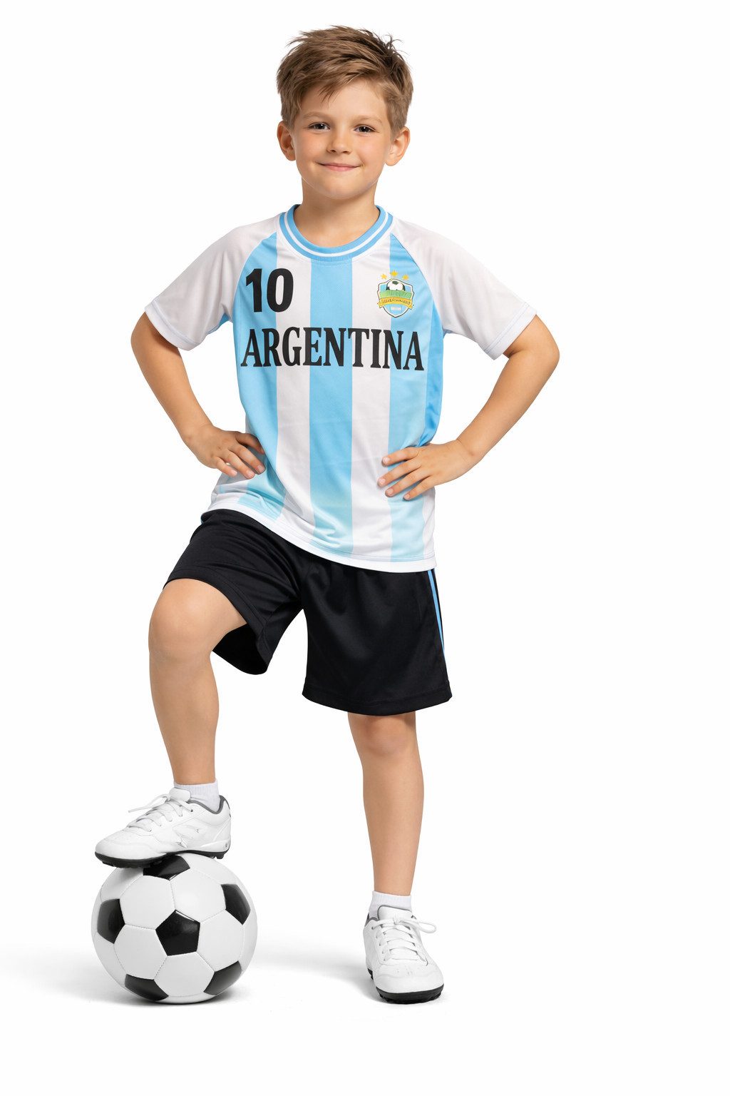 Fashion Boy Fußballtrikot Fussball Fan Set Argentinien, Argentina, Trikot + Shorts, JS292e (Set, T-Shirt + Shorts)