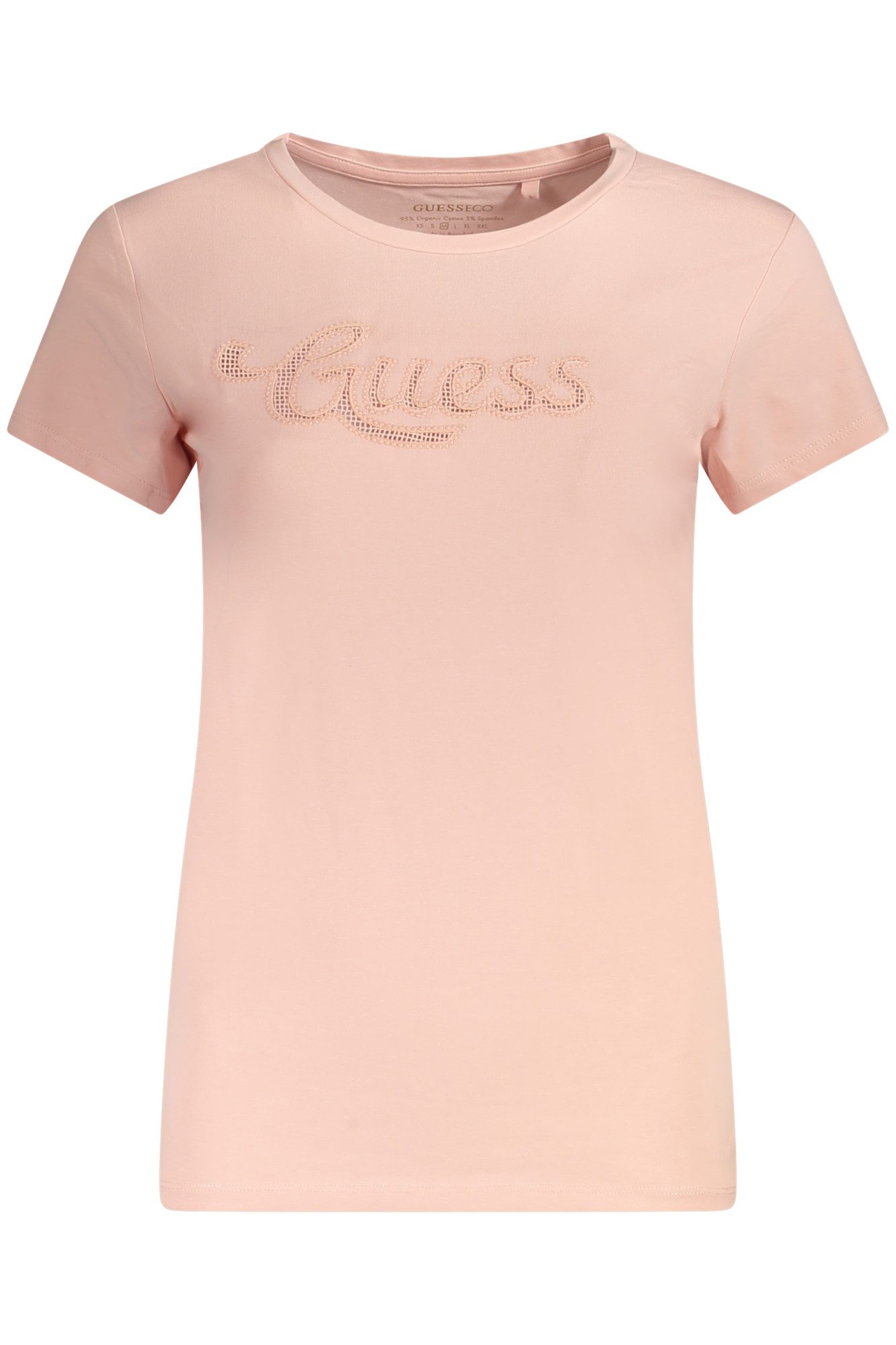 GUESS JEANS 2-in-1-Shorts Damen Rosa T-Shirt aus Bio-Baumwolle mit Stickerei & Logo