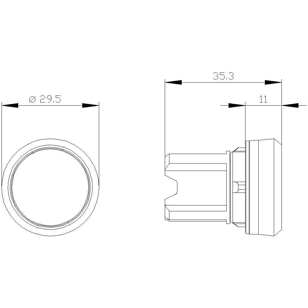 SIEMENS Schalter Drucktaster, 22mm, rund, Kunststoff,Beschriftung: O 3SU10000AB200AD0