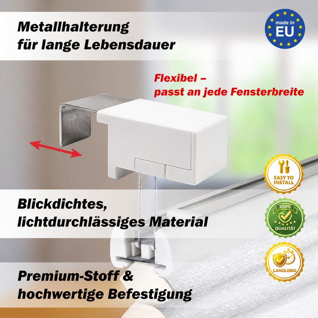 DomDeco Wabenplissee Premium Plissee ohne Bohren, lichtdurchlässig, Sichtschutz, verspannt, blickdicht, Klemmfix, UV-Schutz, modernes Fensterplissee – Bild 4 von 5