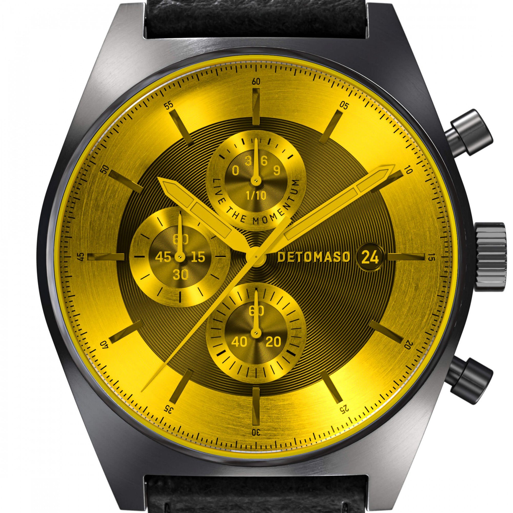 D10 YELLOW DETOMASO COLORED CHRONO GREY Quarzuhr GLASS