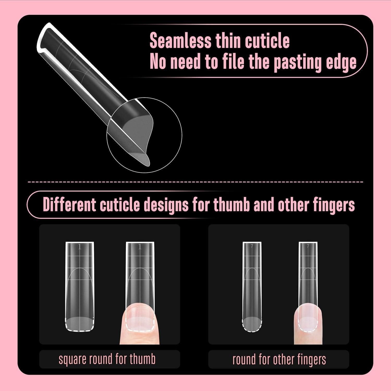 LuxusKollektion Kunstfingernägel Nagelspitzen XXL Shape Square Natural Nail Tips Extra Thick 240pcs EU – Bild 4 von 5