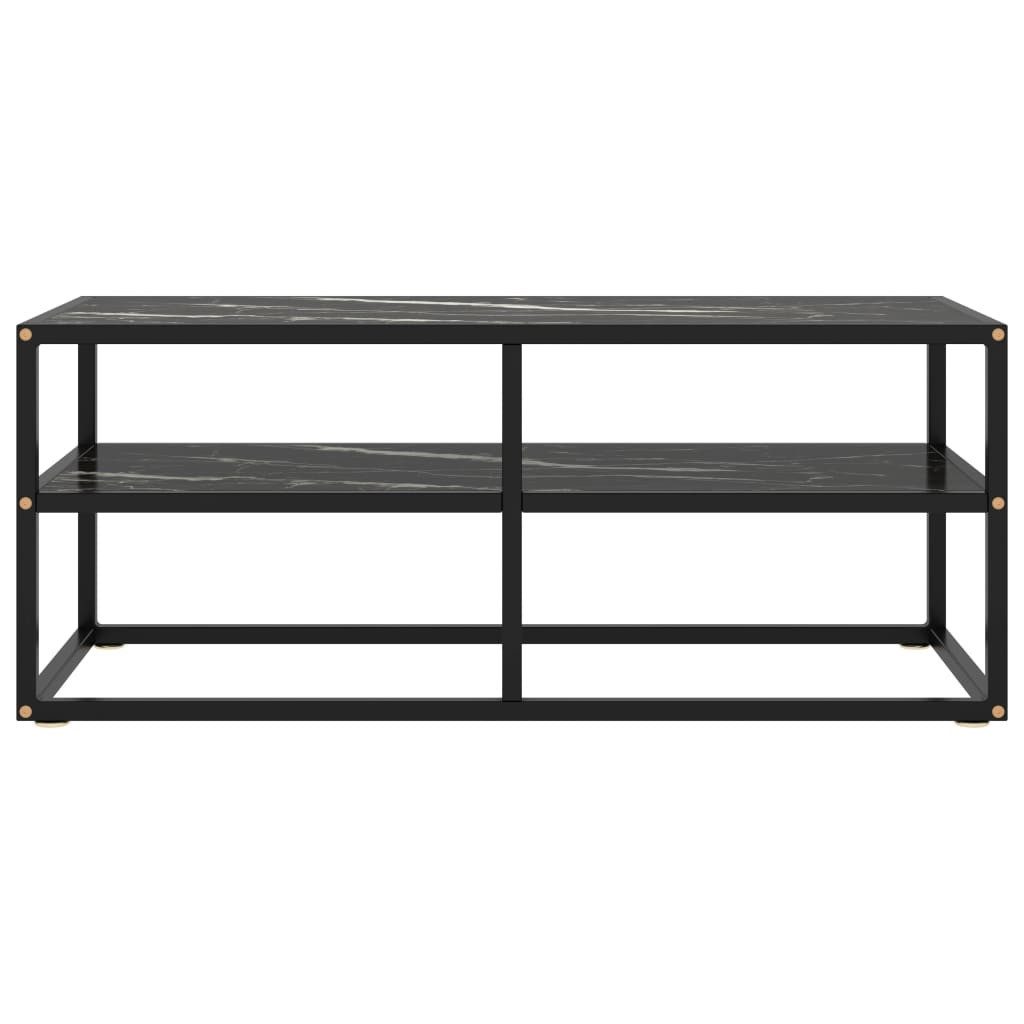 vidaXL TV-Schrank TV-Schrank Schwarz mit Schwarzer Marmor-Optik Glas 100x40 günstig online kaufen