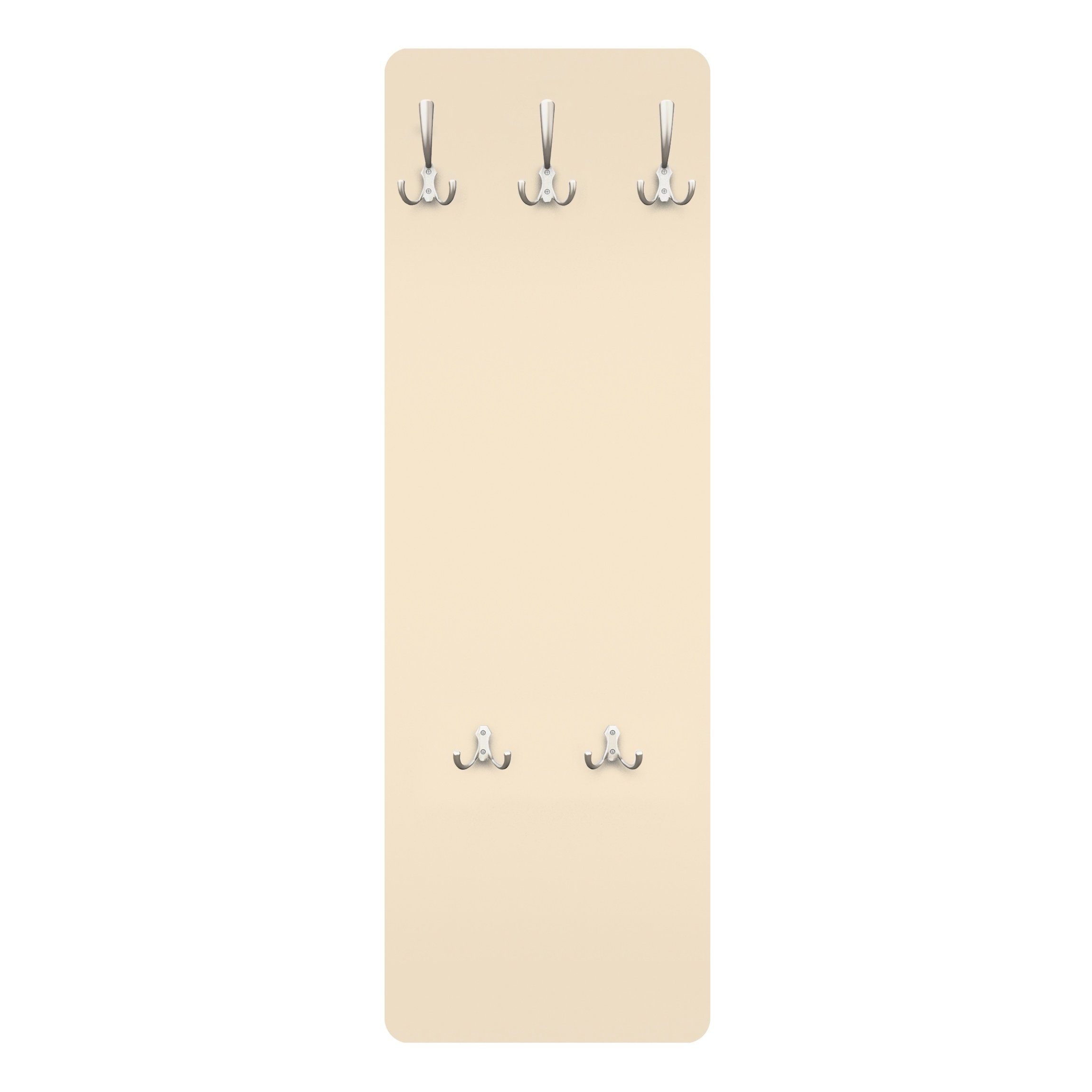 Bilderdepot24 Garderobenpaneel Design Unifarben Crème (ausgefallenes Flur Wandpaneel mit Garderobenhaken Kleiderhaken hängend), moderne Wandgarderobe - Flurgarderobe im schmalen Hakenpaneel Design