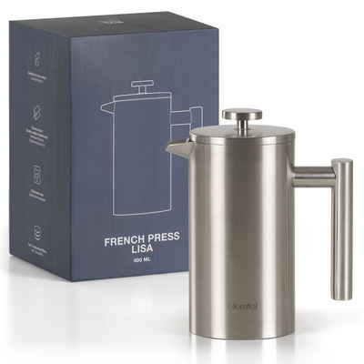 Blumtal French Press Kanne French Press aus Edelstahl Lisa - Kaffeepresse, 600l Kaffeekanne, Kaffeebereiter doppelwandig, in verschiedenen Größen verfügbar