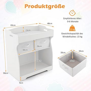 KOMFOTTEU Wickelkommode Aufbewahrungsschrank, mit Tischplatte & 2 ausziehbare Schubladen