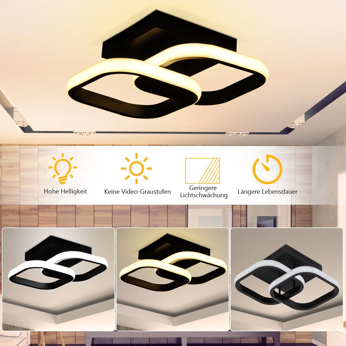 WILGOON Deckenleuchte LED Deckenleuchte 16W Deckenlampe günstig online kaufen