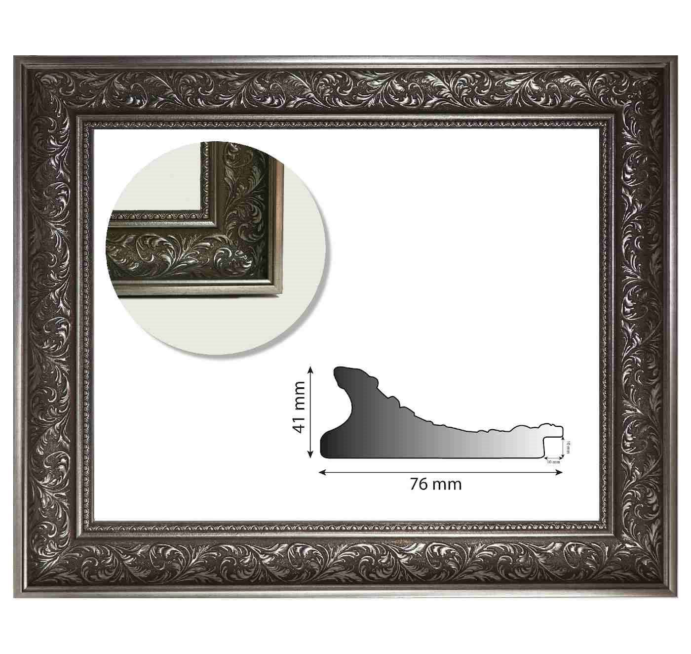 Bilderrahmen Neumann Bilderrahmen Silberner Barockrahmen – Hochwertige Verzierungen im antiken Stil
