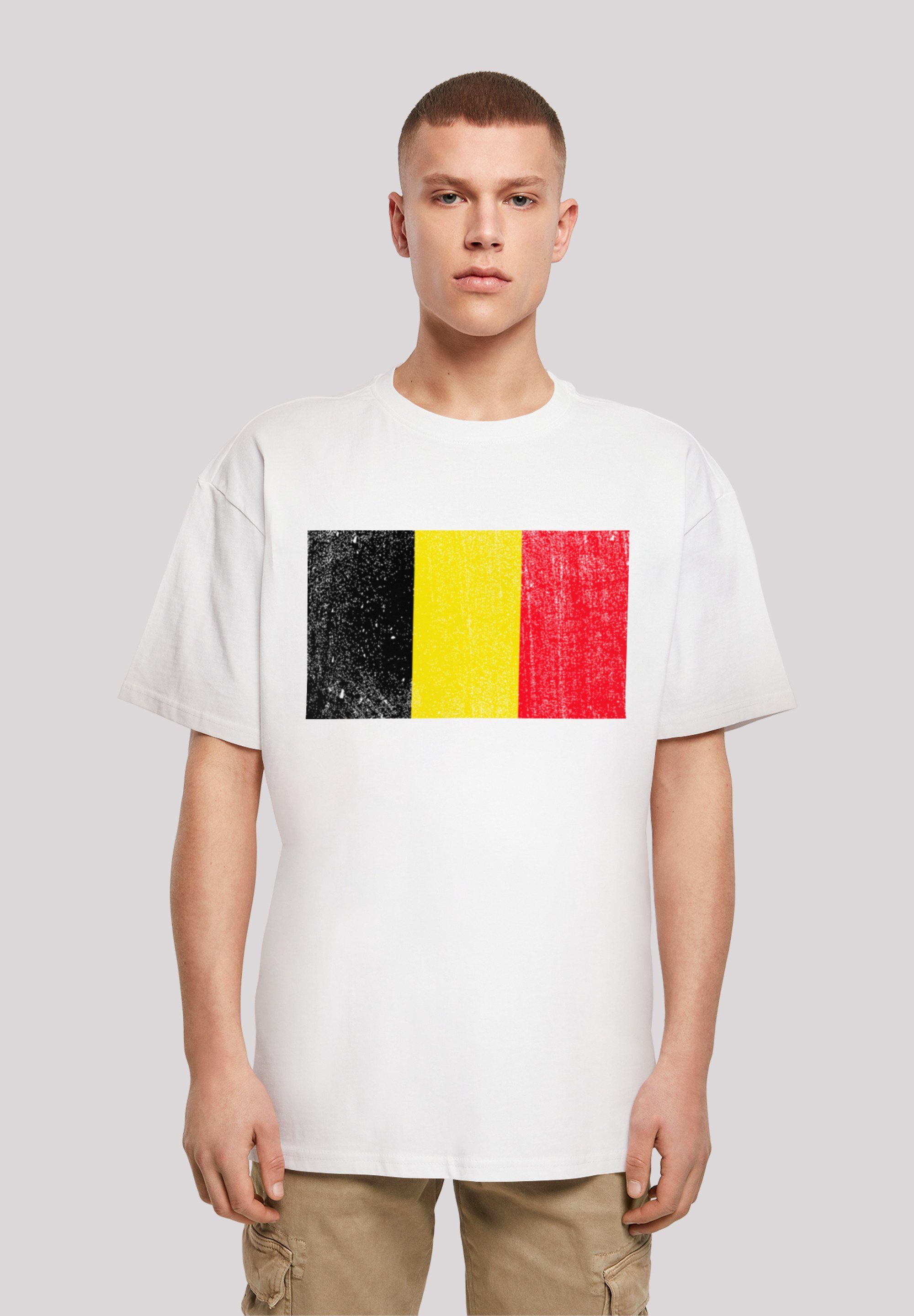 F4NT4STIC T-Shirt Belgium Belgien Flagge Print weiß