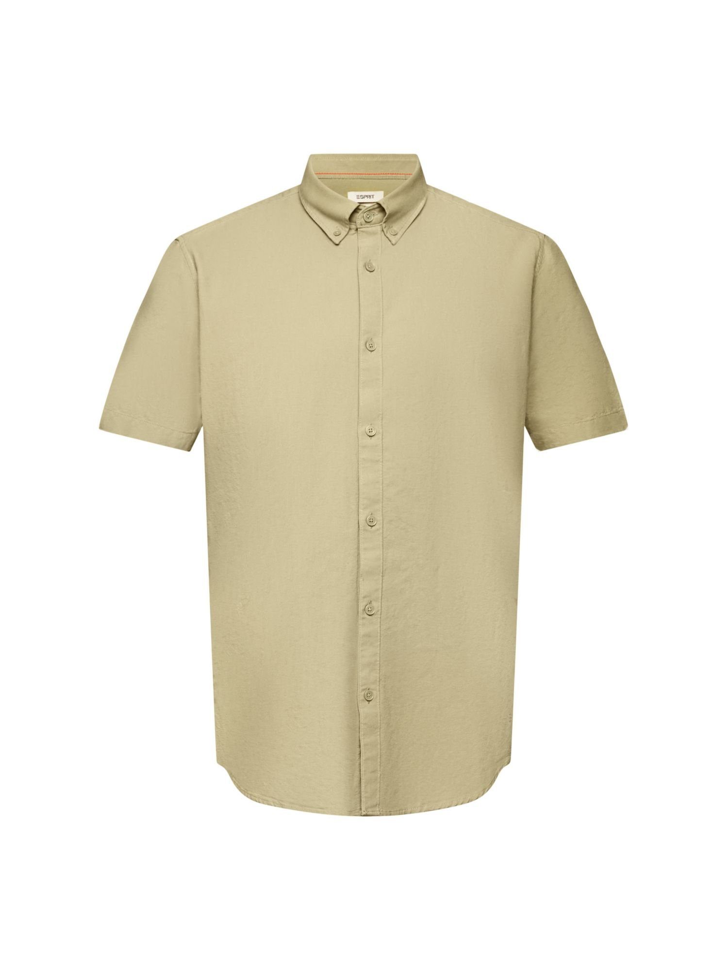 Esprit Kurzarmhemd Button-Down-Hemd aus Baumwolle LIGHT GREEN