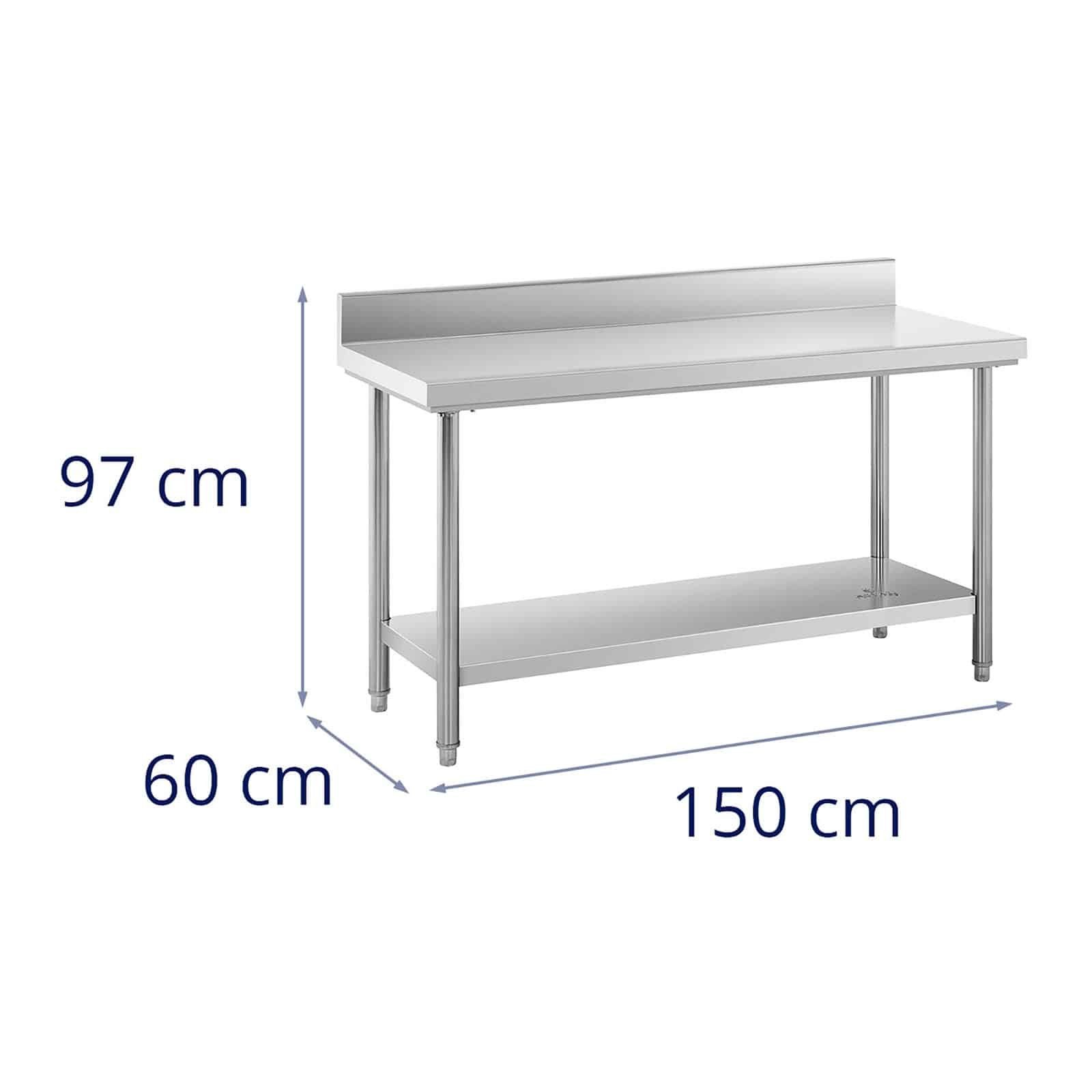 - Royal - Arbeitstisch Royal 159kg Tragkraft Catering Edelstahltisch Catering 150x60cm-Aufkantung